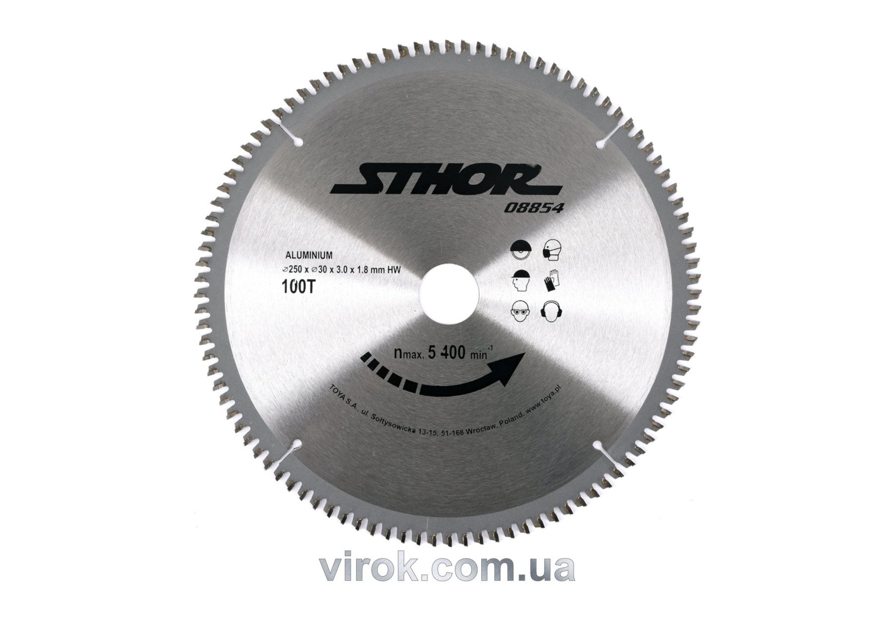 STHOR Диск пильний для алюмінію . Ø= 250/30 мм, h= 3 мм, 100 зубів  | 08854