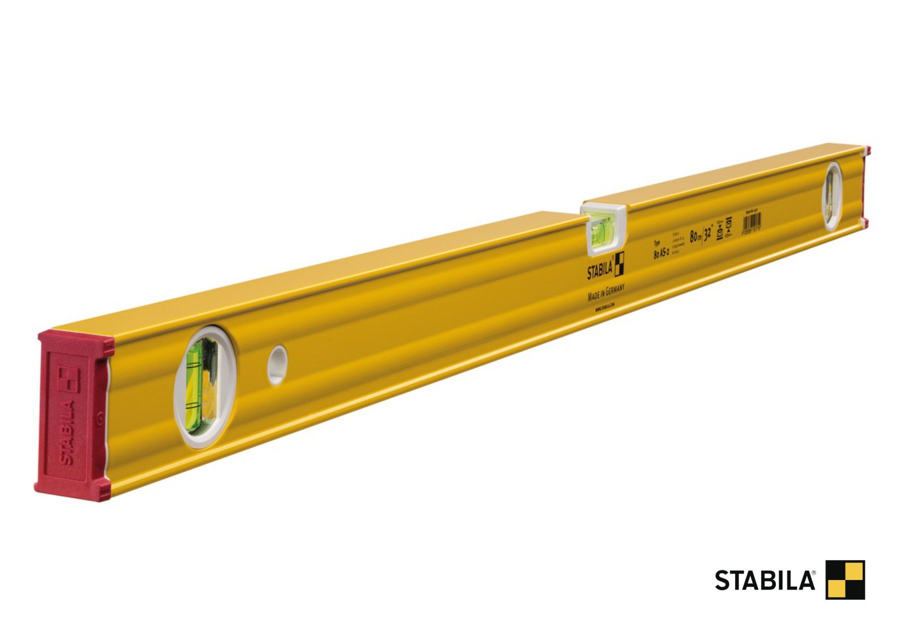 STABILA Рівень Type 80 AS-2 : L= 80 см, 3 капсули. ударостійкий профіль (ребр.жостк) ковпачки | 1917