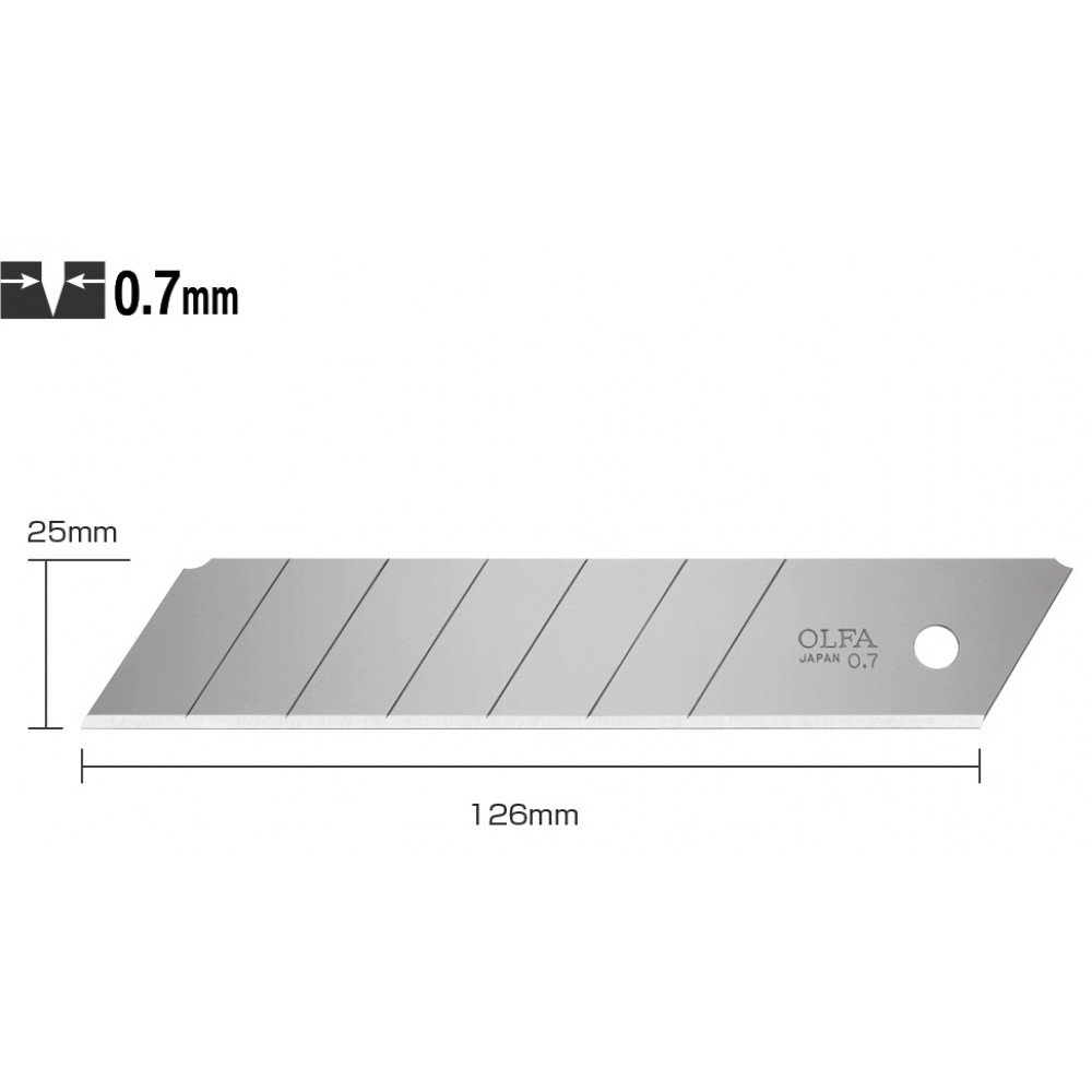 Лезвие OLFA HBB-5B сегментированное 25х126х0.7мм 5шт, для H-1, NH-1, XH-1, XH-AL, HSW-1 (405511)