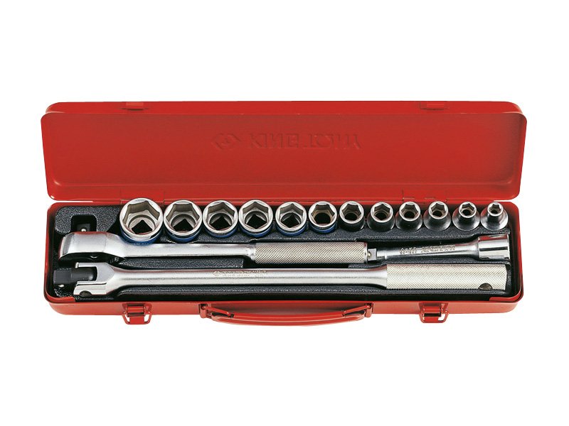 KING TONY Набор головок 1/2" 15 ед. 6-ти гранные, (8-27mm) | 4501MR