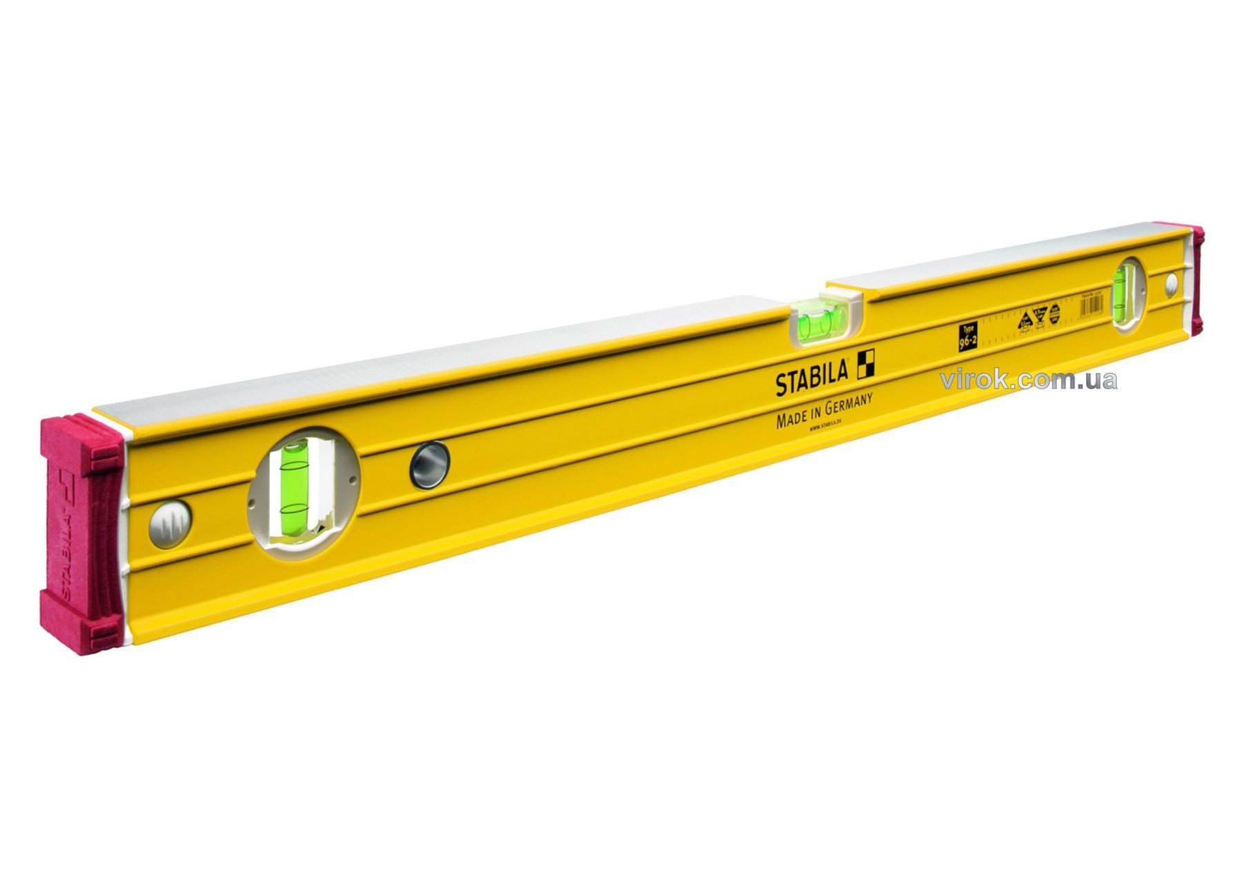 STABILA Рівень Type 96-2 : L= 80 см, 3 капсули. 0,5мм/м., посилений профіль + аморт ковпачки. | 1522
