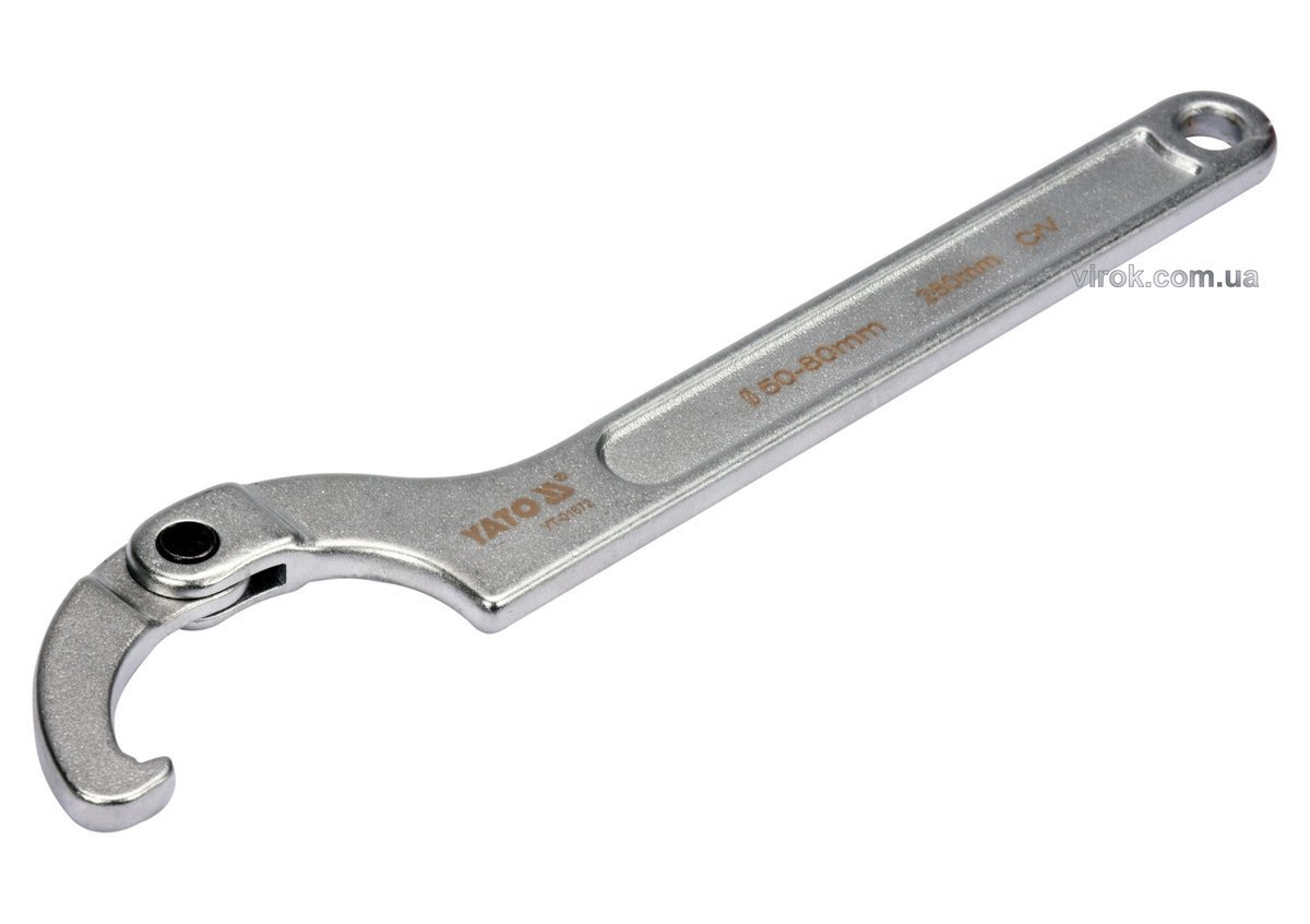 YATO Ключ гаковий з носиком на шарнірі в діапаз. M= 50-80 мм YATO, Хр-Ванад., L= 280 мм  | YT-01672