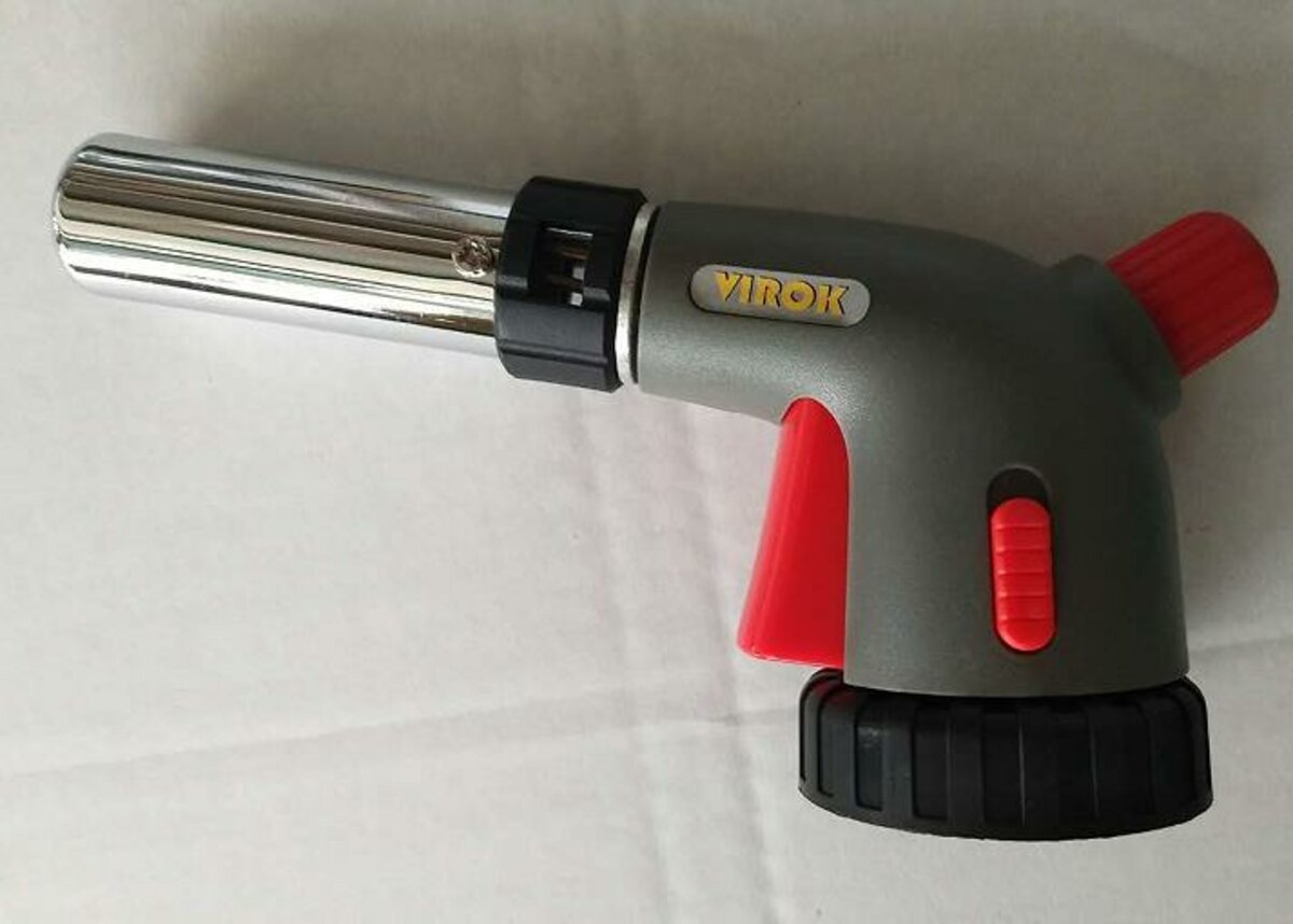 VIROK Пальник газовий з різьбовим (7/16) з'єднанням, Piezo + 360*, ceramic, блок. кнопка | 44V186