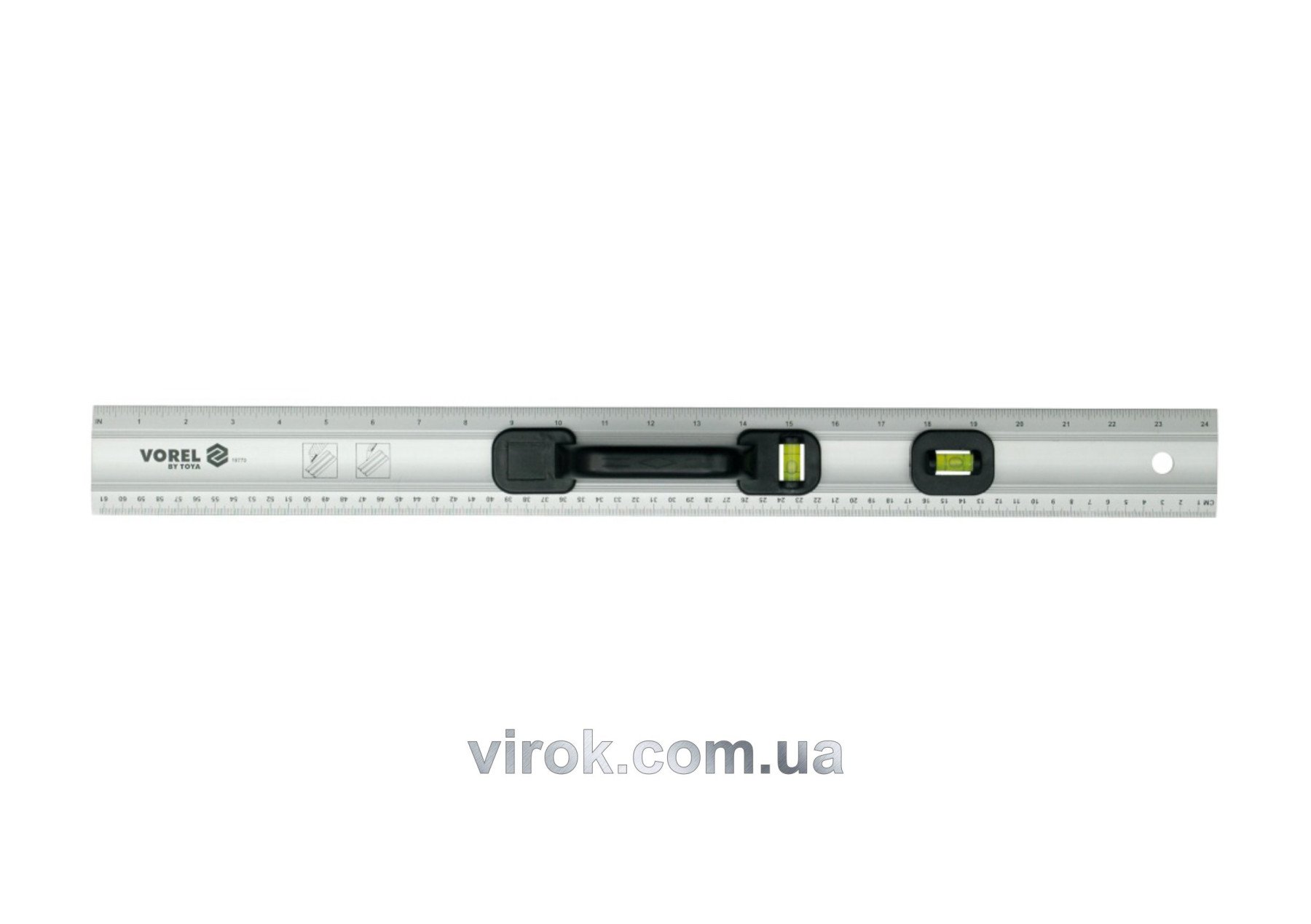 VOREL Лінійка столярна : алюміній, 2 вічка, L= 600 мм  | 19770