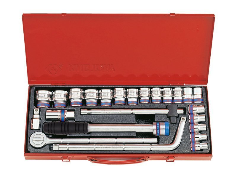 KING TONY Набор головок 1/2" 24 ед. 12-ти гранные, (10-32mm) дисковая трещотка | 4024MR