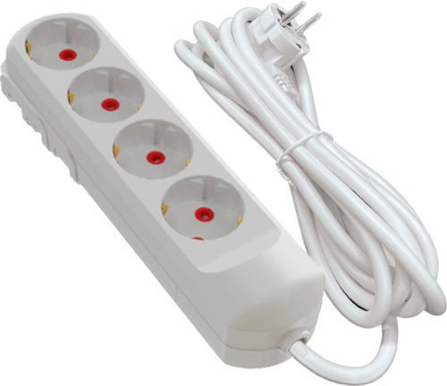 Подовжувач мережевий VIROK: l= 3 м, з 4 гніздами із заземленням