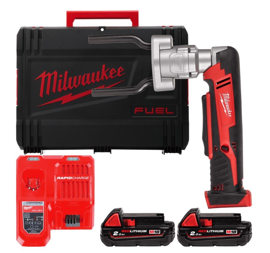 MILWAUKEE Інструмент для кабельних конекторів акум., M18 BSBT-202X (+зар.пр., 2ак.Х 2Аг, HDкейс)