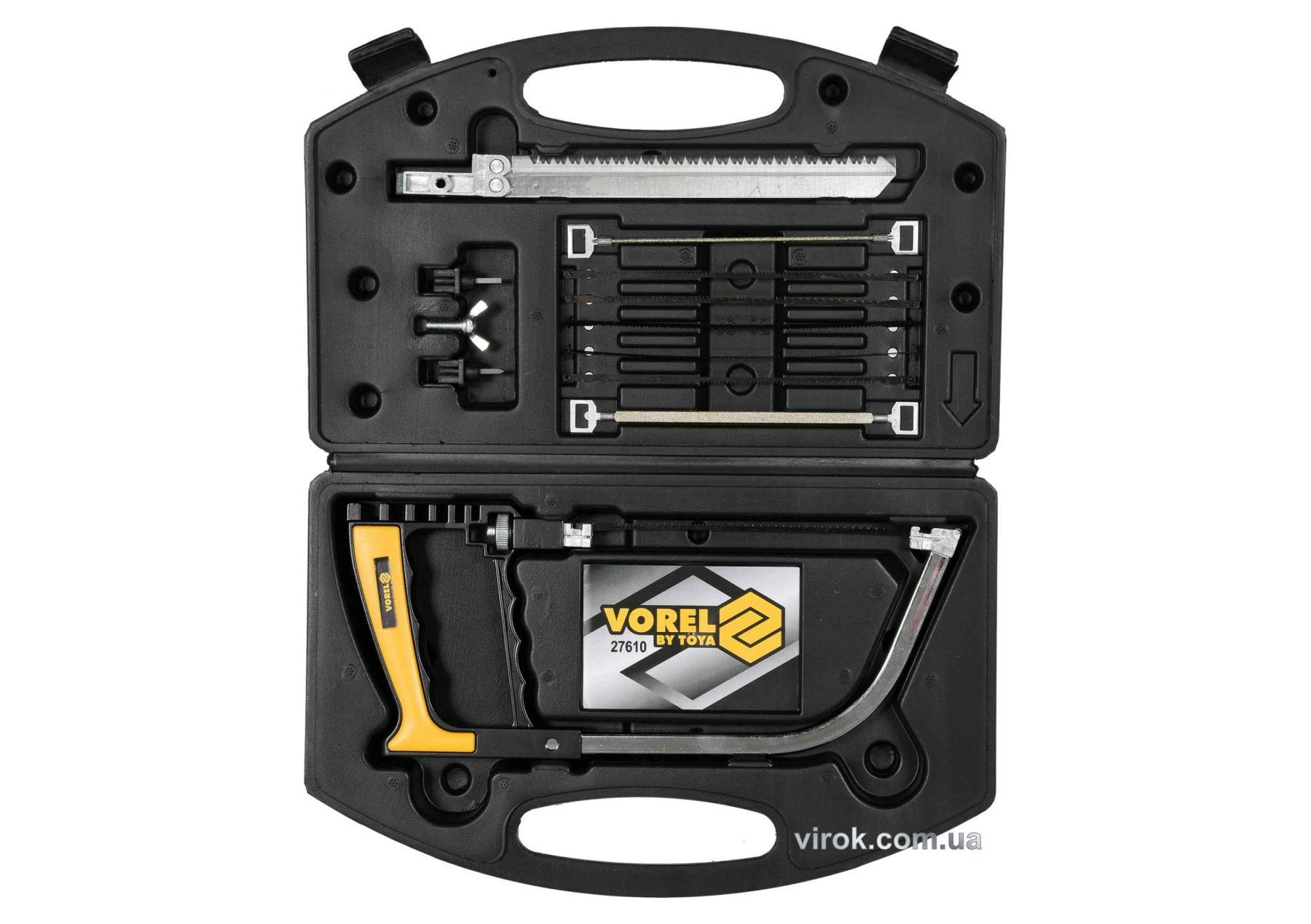 VOREL Ножівка універсальна з полотнами l= 150/175 мм, в кейсі, кпл. 11 шт  | 27610
