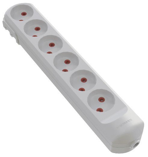 Колодка мережева VIROK: з 6 гніздами без заземлення