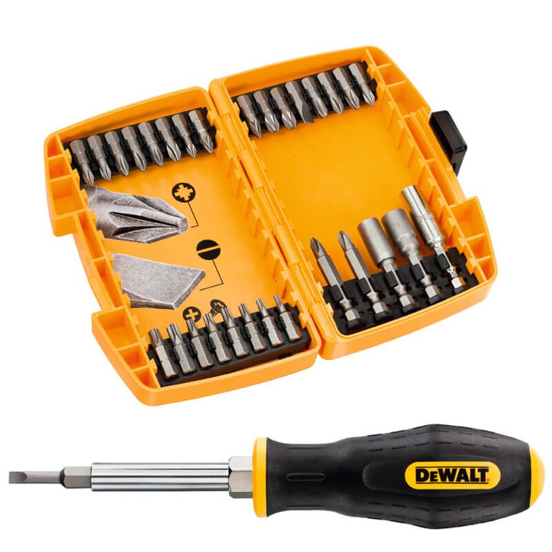 Набір біт і насадок DeWALT, Ph, Pz, Torx, Slotted, L = 25 мм, головки,  викрутка, 30 шт, бокс