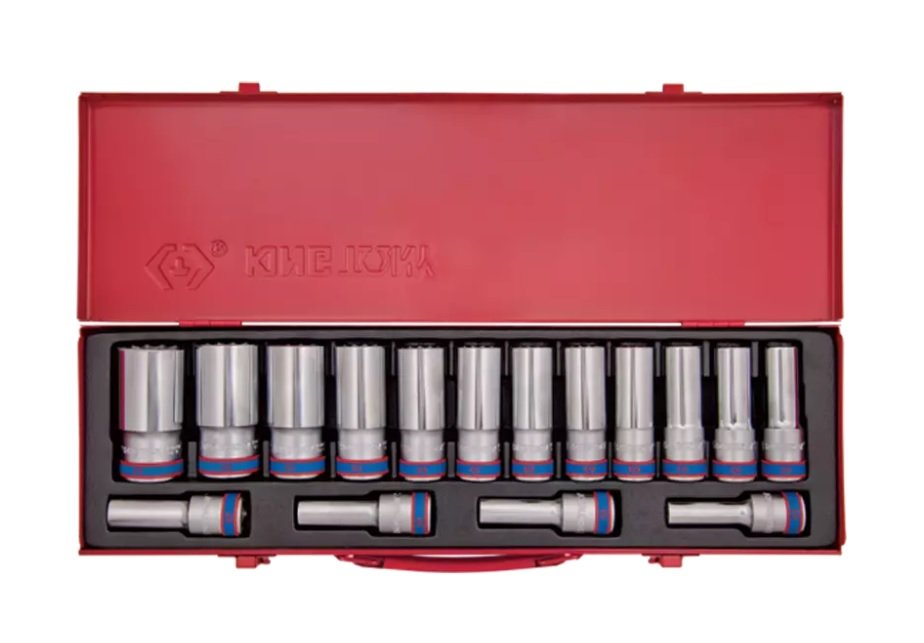 KING TONY Набор головок 1/2" глуб.16пр. 6гр. 10-32мм | 4316MR