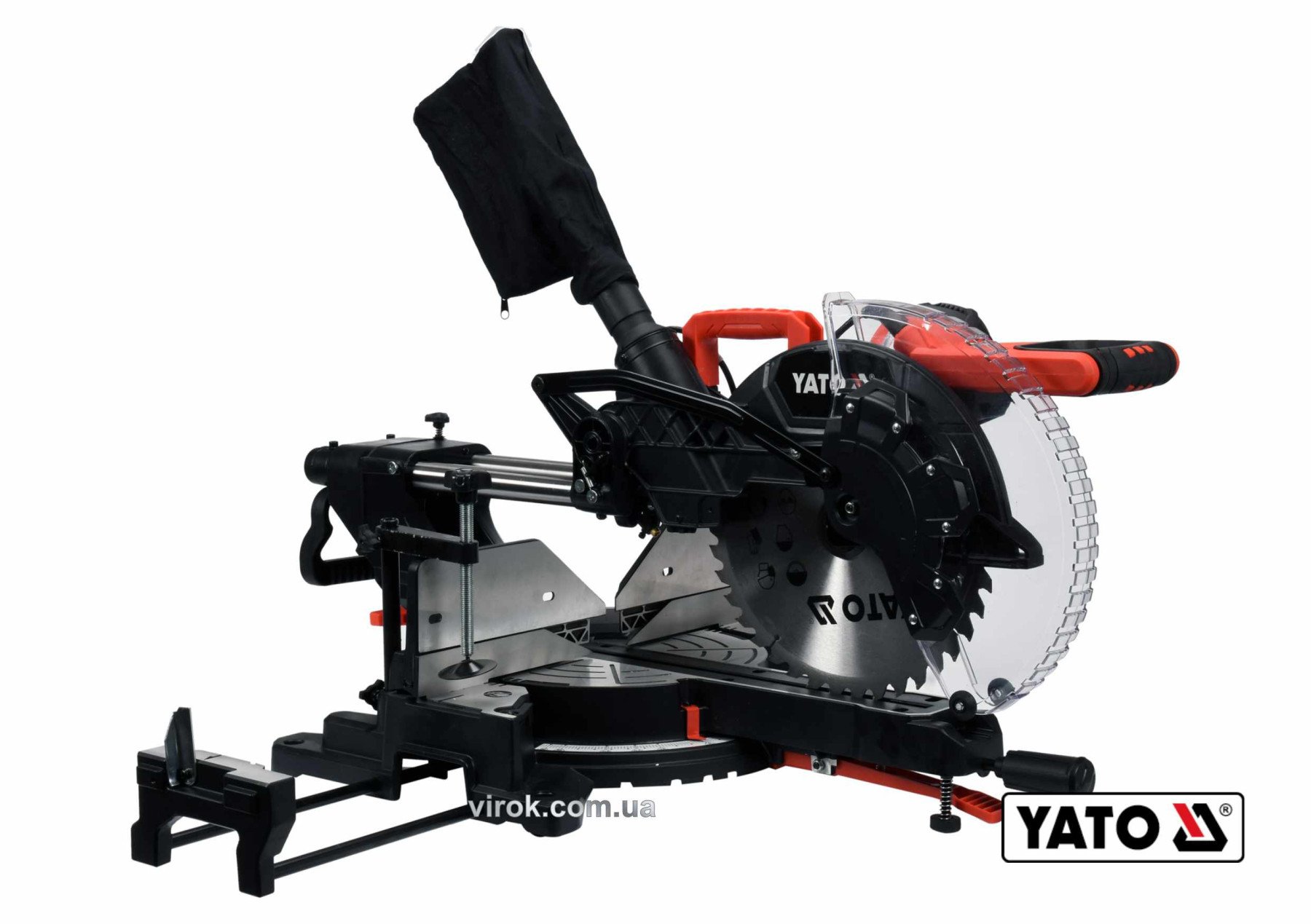 YATO Пила торцьовальна з протяжкою і лазером YATO: P=1.8 кВт, диск Ø=305/30мм, гл. різу 90°/45°-105/