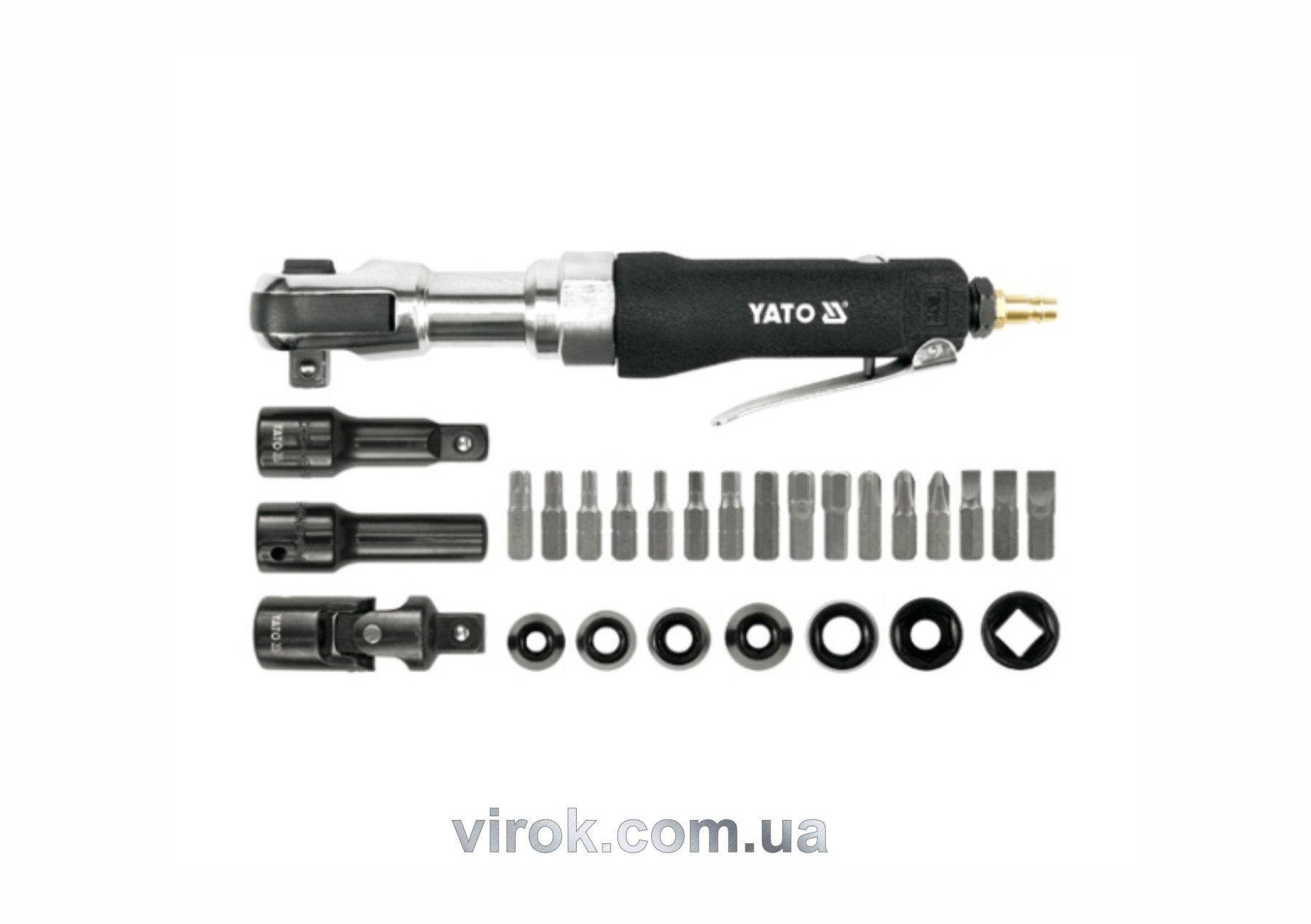 YATO Тріщатка пневматична YATO : квадрат- 1/2", 68 Нм, 6.2 бар, 110 л/хв, з обладунками, 30 шт.  | Y