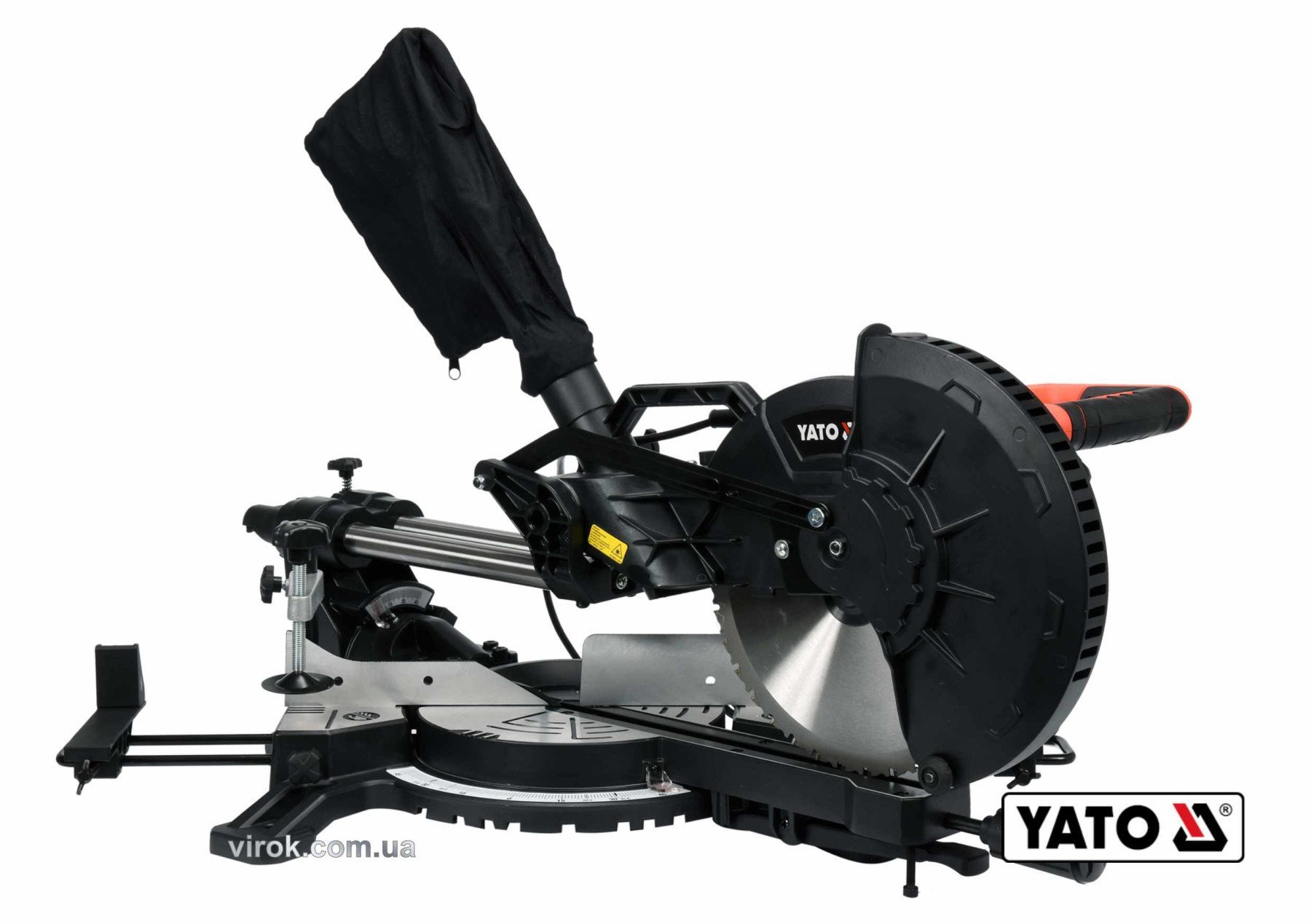 YATO Пила торцьовальна з протяжкою YATO: P=1.8кВт,диск Ø=255/25.4(30.0мм, різ 90°-45° (Дерево/Метал)