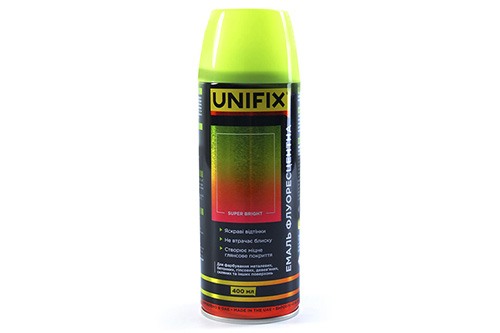 Эмаль флуоресцентная акриловая желтая 400мл UNIFIX