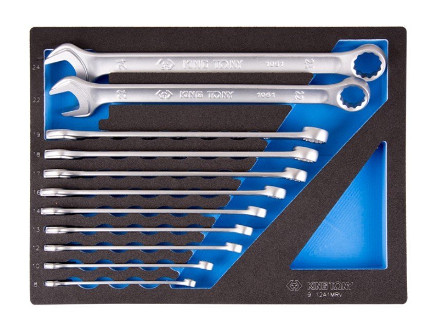 KING TONY Набор ключей комби удлиненных 11ед. (8-24 мм) (EVA ложемент) | 9-12A1MRV
