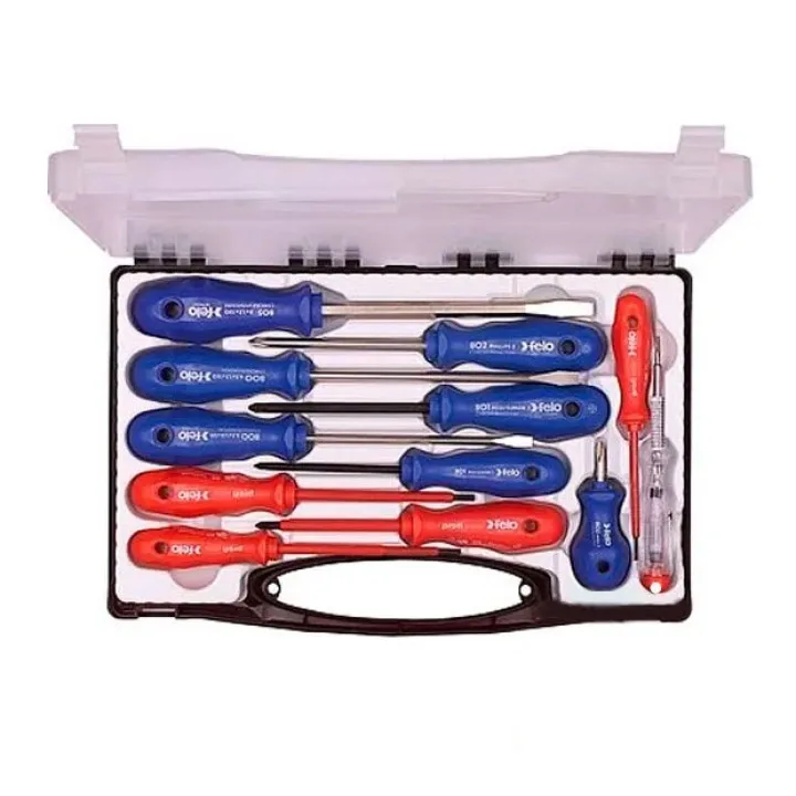 Набор отверток FELO комбинированных 11шт + отвертка-индикатор в пластиковом чемодане. (80011396)