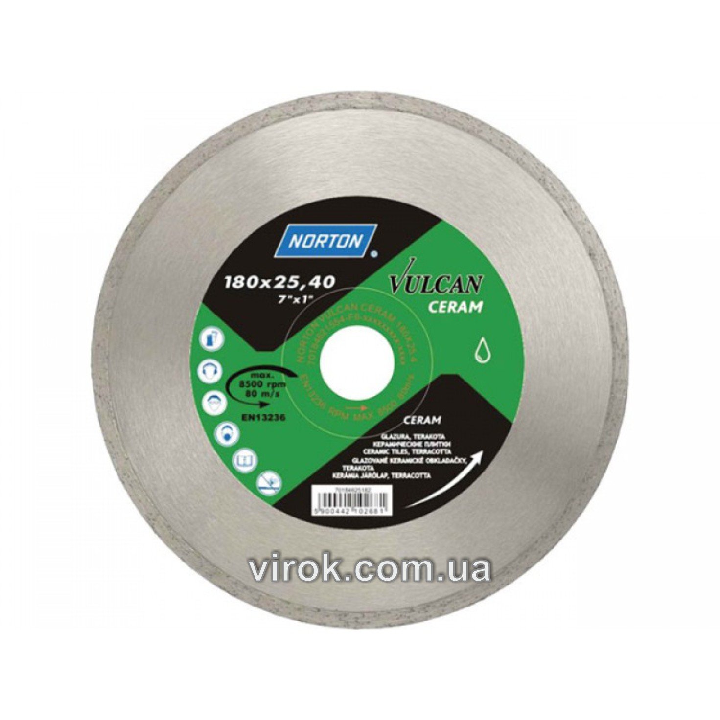 NORTON Диск алмазний по кераміці VULCAN TILE; Ø= 180 x 25,4 мм | 70V020