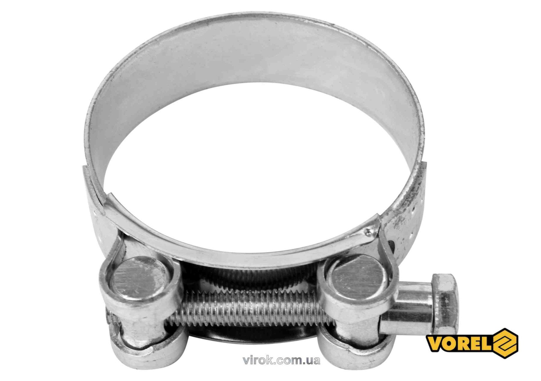 VOREL Хомут сталевий, з гвинтовим затискачем GBS W1 : Ø= 60-63/ 22 мм, оцинкований  | 73801