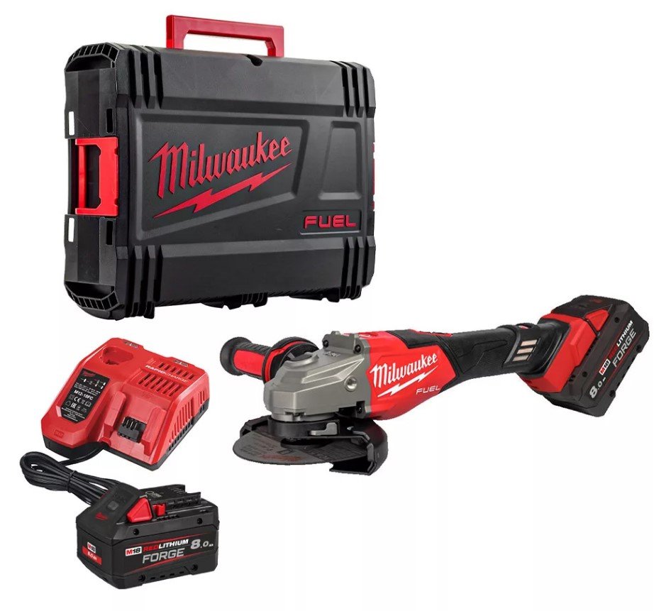 MILWAUKEE Шліфмашина кутова акумуляторна, M18 FHSAG125XB2-802X, Ø125мм (+зар.пр.,2ак.Х 8Аг,HDкейс)