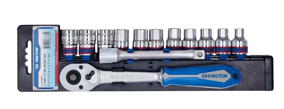 KING TONY Набор головок 1/2" 13 ед. 6-ти гранные, (8-19mm) в холдере | 4313MR01