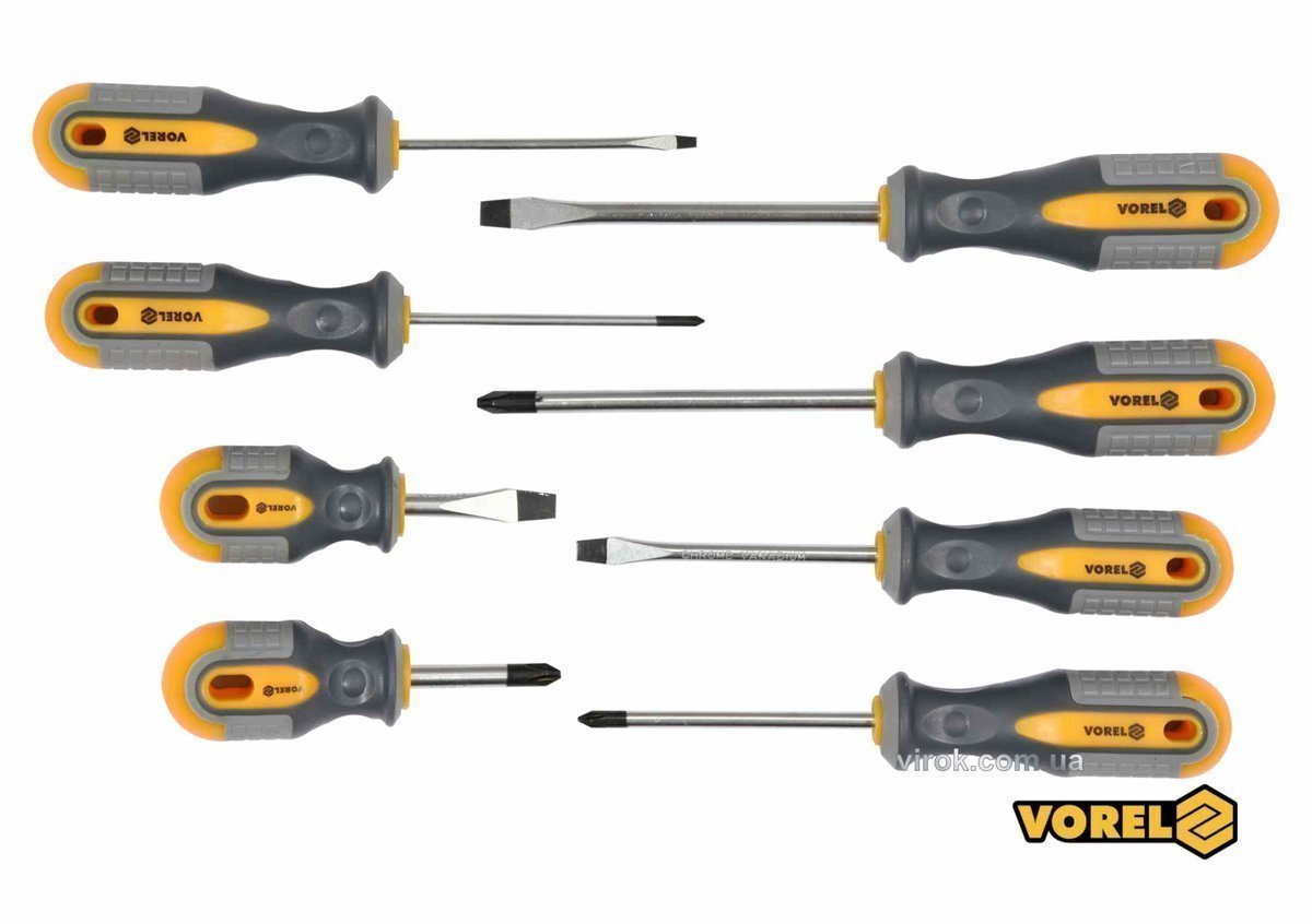 VOREL Набір викруток : SL, PH, Cr-V, 8 шт  | 60782