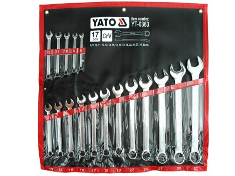 YATO Ключі ріжково накидні YATO : М= 8-32 мм, Набір 17 шт. САТИН  | YT-0363