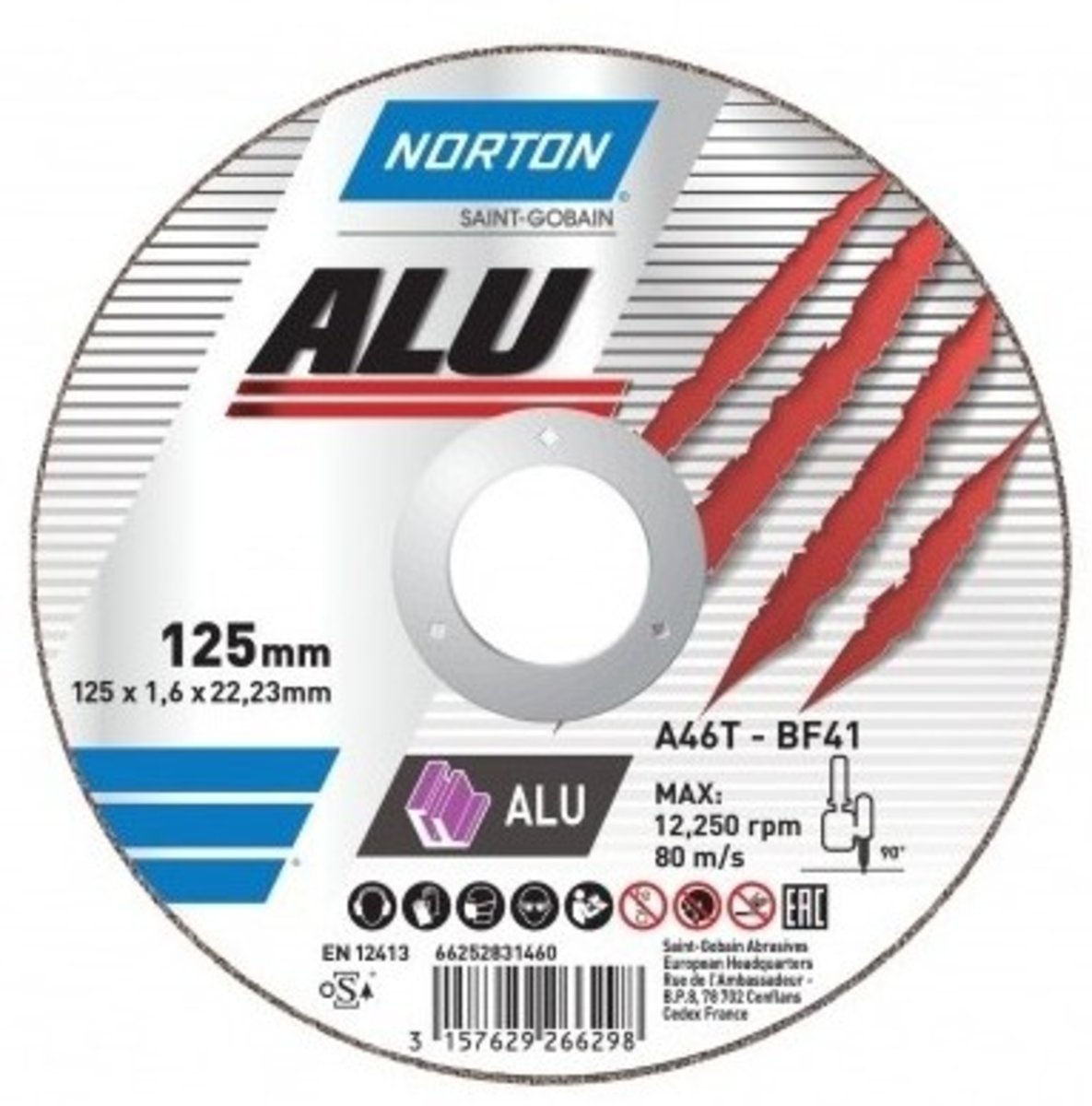 NORTON Диск відрізний по алюмінію "Alu" A46N; Ø= 230/22,2 мм, t= 1,9 мм | 66252839271