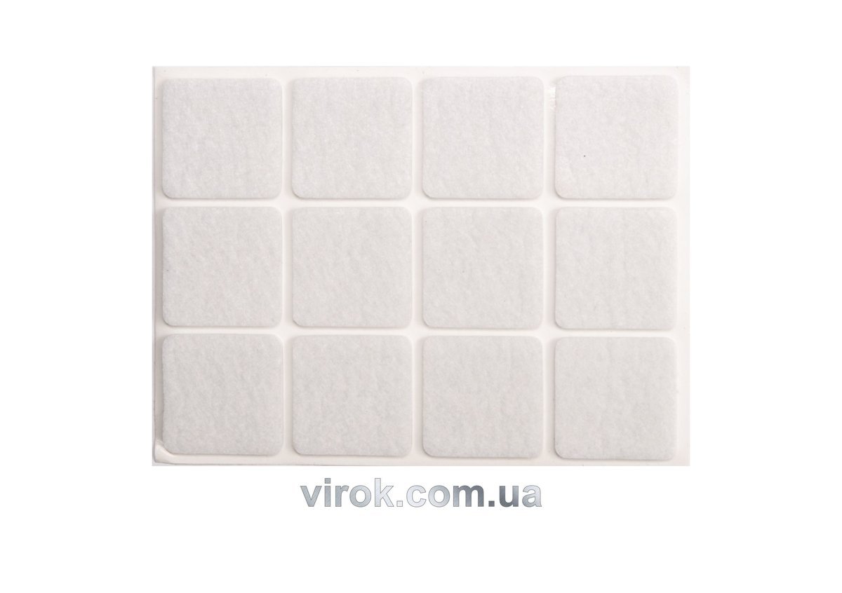 VOREL Протектор самоклеючий повстяний , 28х28мм, набір 12шт.  | 74843