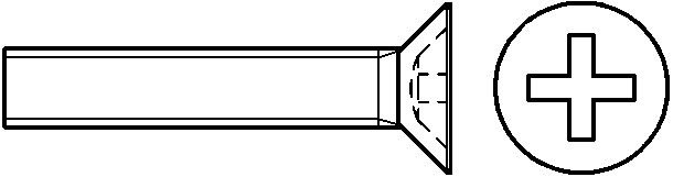 Винт с потайной головкой  6,0х 20 DIN 965