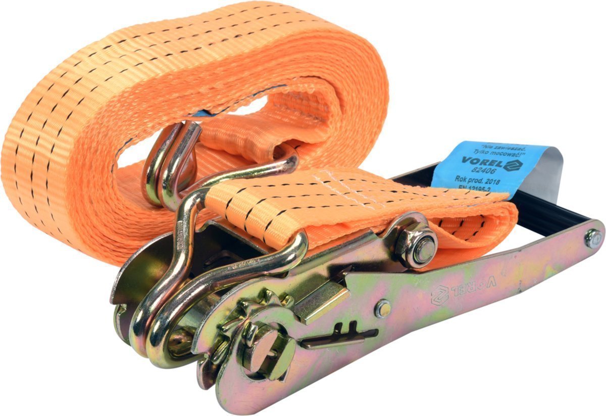 VOREL Пас для кріплення багажу з тріщаткою : сила натягу- 1500/3000 daN, 6 м х 50 мм, 2 елем.  | 824