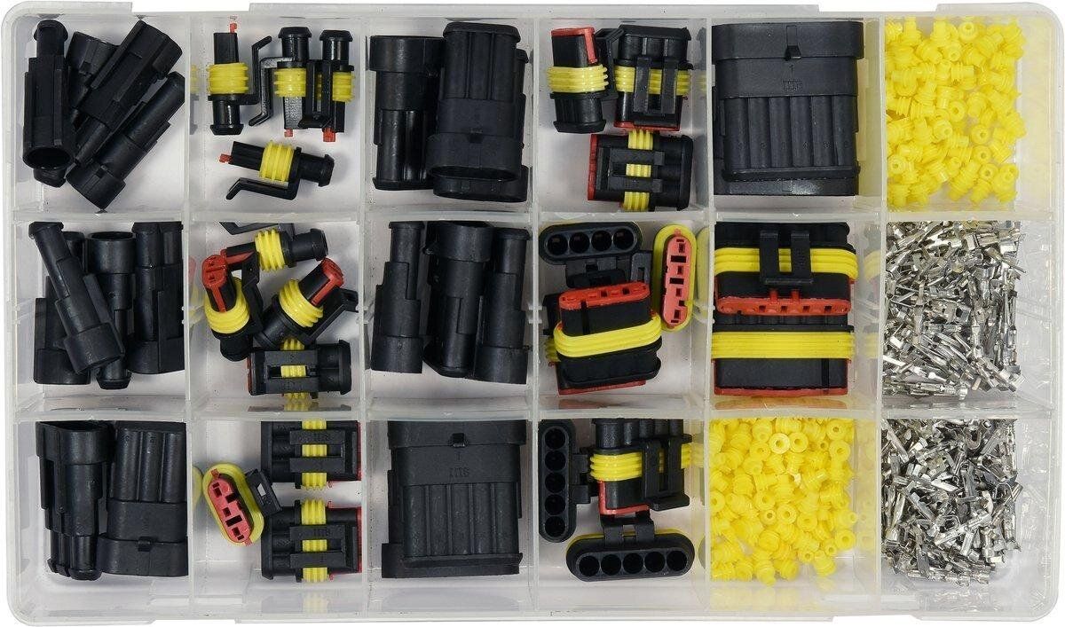 YATO Набір герметичних роз'ємів YATO для електричних контактів, розміри 1-6 PIN, 424 шт  | YT-06869