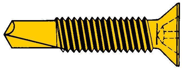 Шуруп желтый со сверлом по металлу с метрической резьбой 4,0х25