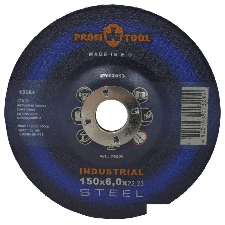 Круг зачистной по металлу PROFITOOL INDUSTRIAL 150х6.0х22.2 мм, EA24R-BF, F27, 10200 об/мин