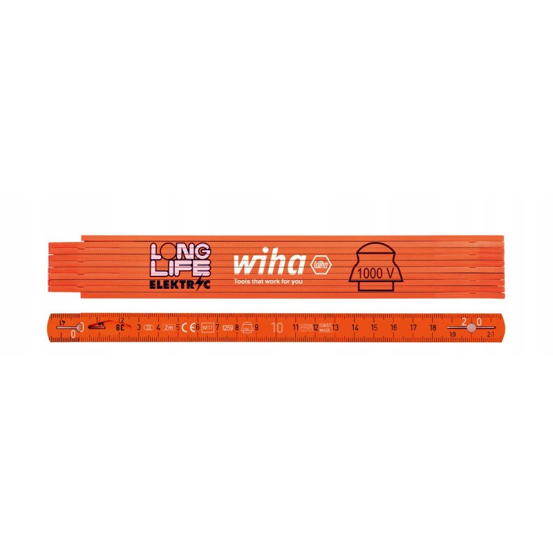 WIHA Складной метр электрика Longlife, 2 м метрический, 10 звеньев | W42068