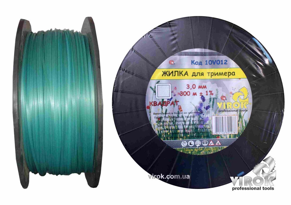 VIROK Жилка для тримера "КВАДРАТ" TM : Ø= 3.0 мм, l= 300 м (бобіна) | 10V012