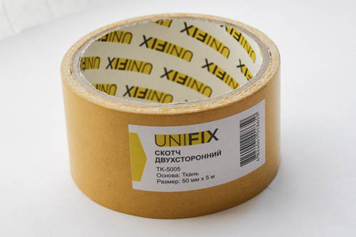 Лента клейкая двухсторонняя на тканевой основе 50мм*5м UNIFIX