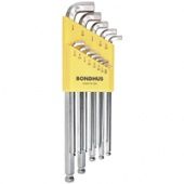 BONDHUS Набор ключей шестигранных дюйм. 13 шт., .050-3 / 8 ", Stubby, сферич, хром, удлиненные