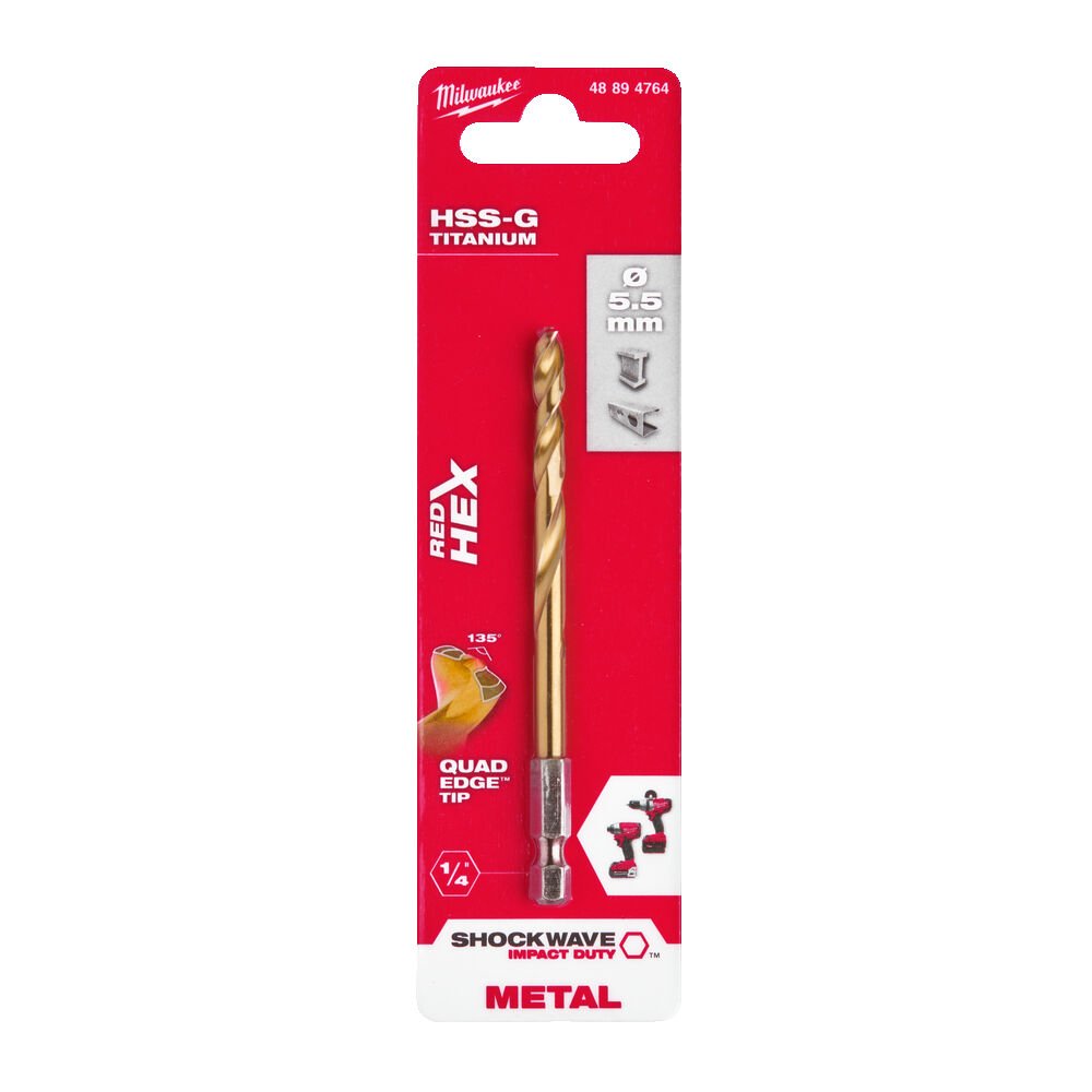 MILWAUKEE Свердло по металу RedHEX HSS-G TiN , Ø5,5мм | 48894764