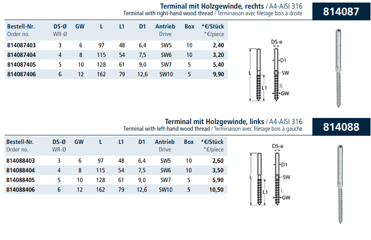 Terminal mit Holzgewinde
