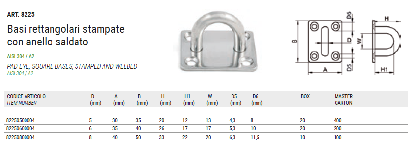 Нержавеющий обушок на квадратной основе Нержавеющий обушок на квадратной основе