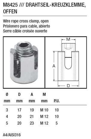 Wire Rope Cross Clamp, Open