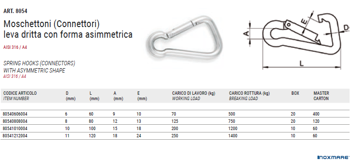 SPRING HOOKS (CONNECTORS) WITH ASYMMETRIC SHAP