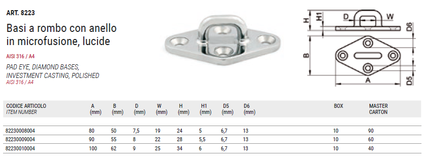 Нержавеющий обушок литой на ромбовидной основе Нержавеющий обушок литой на ромбовидной основе