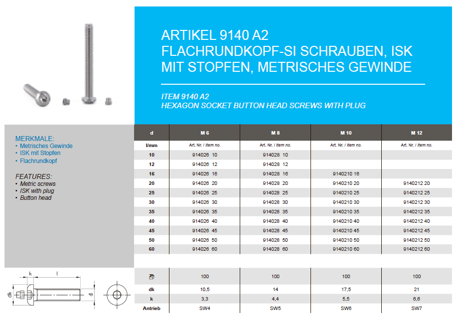 Art. 9140 A2 M 10X16 with plug