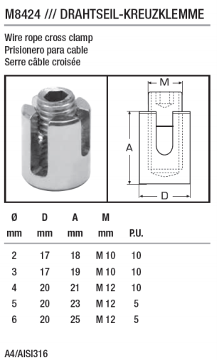  Wire Rope Cross Clamp, Closed