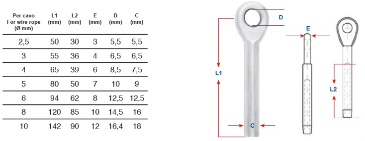 ART. 8317 Наконечники опрессовываемые из нержавеющей стали aisi 316 / A4