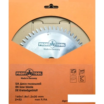 Диск пильный PROFITOOL - HW 160х1,8х1,2х20 мм F/FA-52 (2116021)