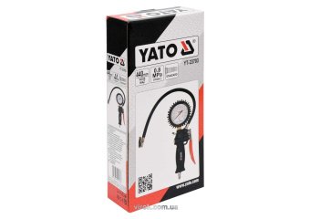 YATO Пістолет для накачування шин YATO з манометром P ≤ 0.8 MPa, Ø= 1/4", шланг l= 440 мм  | YT-2370