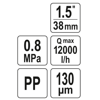 FLO Фільтр водяний для зрошувальних систем з гвинов. приєднанням- 1,5", фільтр- 130 мкм, 0,8 MPa  | 